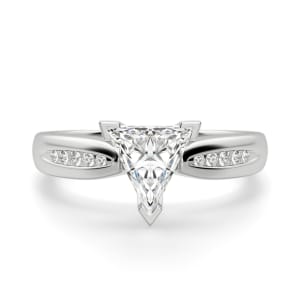 Lizzie Triangle Cut Engagement Ring, Default, 14K White Gold, 