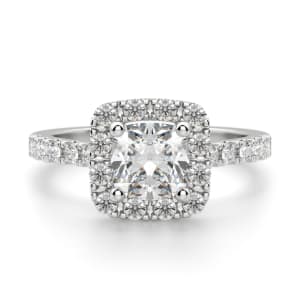 Madrid Accented Cushion Cut Engagement Ring, Default, 14K White Gold, 