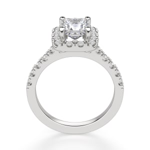 Madrid Accented Princess Cut Engagement Ring, Hover, 14K White Gold, 