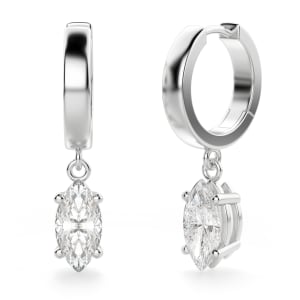 Marquise Cut Solitaire Drop Earrings, Hover, 14K White Gold, 