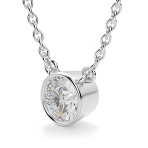 Marseille Round Necklace, 14K White Gold, Hover, 