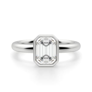 Marseille Emerald Cut Engagement Ring, Default, 14K White Gold, 