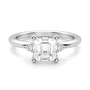 Muse Asscher Cut Engagement Ring, Default, 14K White Gold, 