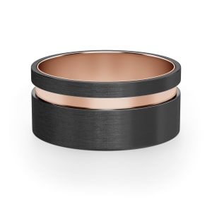 Obsidian Grooved Wedding Band, Rose Tungsten, Default, 
