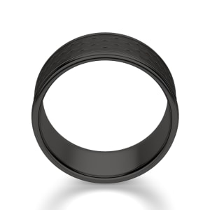 Obsidian Hammered Wedding Band, Tungsten, Hover, 