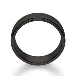 Obsidian Step Satin Wedding Band, Tungsten, Hover, 