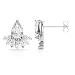 Palazzo Stud Earrings, Hover, 14K White Gold, 