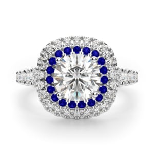 Pamplona Round Cut Engagement Ring, Sapphire, Default, 14K White Gold, 