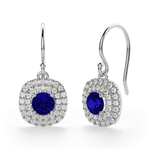 Pamplona Sapphire Drop Earrings, 14K White Gold, Hover, 