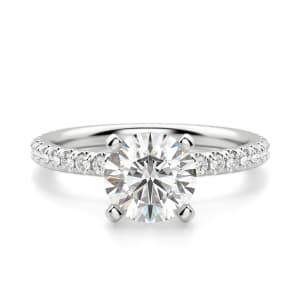 Petite Accented Round Cut Engagement Ring, Default, 14K White Gold, 
