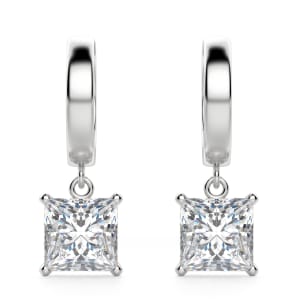 Princess Cut Solitaire Drop Earrings, Default, 14K White Gold, 