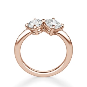Toi et Moi Round and Asscher Cut Ring, Hover, 14K Rose Gold