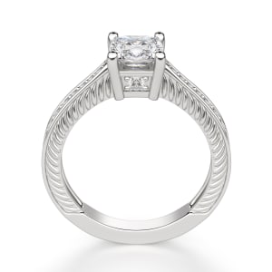 Sage Accented Cushion Cut Engagement Ring, Hover, 14K White Gold,