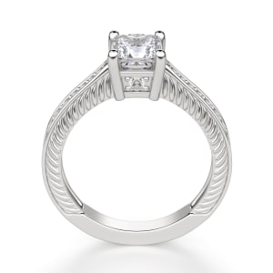 Sage Accented Princess Cut Engagement Ring, Hover, 14K White Gold,