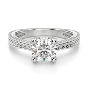 Sage Classic Round Cut Engagement Ring, Default, 14K White Gold,