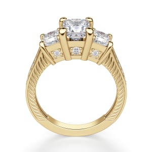 Sage Three Stone Princess Cut Engagement Ring, Hover, 14K Yellow Gold, 
