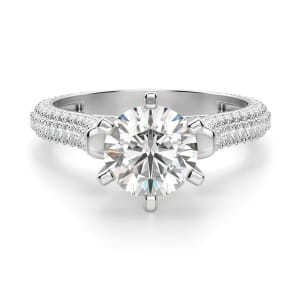Seine Round Cut Engagement Ring, Default, 14K White Gold, 