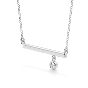Solitaire Bezel Bar Necklace, Sterling Silver, Hover, 