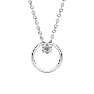 Solitaire Circle Necklace, Sterling Silver, Default, 