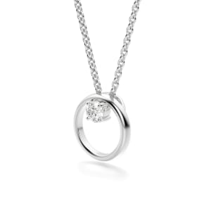 Solitaire Circle Necklace, Sterling Silver, Hover, 