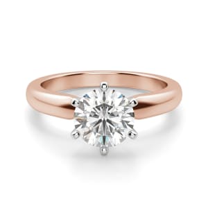 Tapered Classic 6-Prong Round Cut Solitaire Engagement Ring, Default, 14K Rose Gold, 