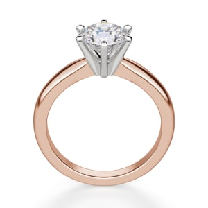 Tapered Classic 6-Prong Round Cut Solitaire Engagement Ring, Hover, 14K Rose Gold, 