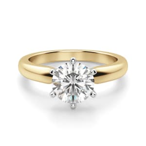 Tapered Classic 6-Prong Round Cut Solitaire Engagement Ring, Default, 14K Yellow Gold, 