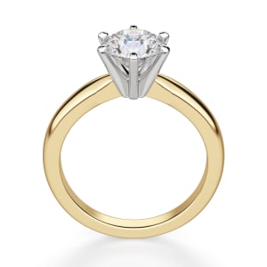 Tapered Classic 6-Prong Round Cut Solitaire Engagement Ring, Hover, 14K Yellow Gold, 