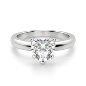 Tapered Classic Heart Cut Solitaire Engagement Ring, Default, 14K White Gold, Platinum