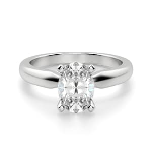 Tapered Classic Oval Cut Solitaire Engagement Ring, Default, 14K White Gold, Platinum