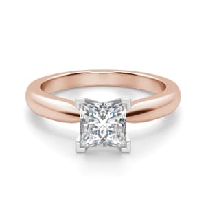 Tapered Classic Princess Cut Solitaire Engagement Ring, Default, 14K Rose Gold, 