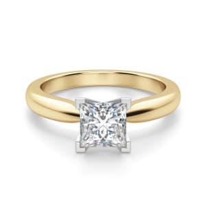 Tapered Classic Princess Cut Solitaire Engagement Ring, Default, 14K Yellow Gold, 