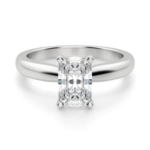 Tapered Classic Radiant Cut Solitaire Engagement Ring, Default, 14K White Gold, Platinum