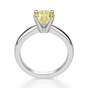Tapered Classic Round cut Solitaire Engagement Ring, Canary, Hover, 14K White Gold, 