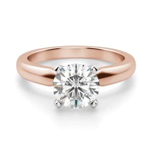 Tapered Classic Round Cut Solitaire Engagement Ring, Default, 14K Rose Gold