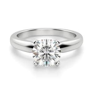 Tapered Classic Round Cut Solitaire Engagement Ring, Default, 14K White Gold, Platinum