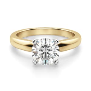 Tapered Classic Round Cut Solitaire Engagement Ring, Default, 14K Yellow Gold, 