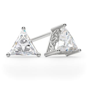Triangle Cut Stud Earrings, Tension Backs, Filigree Set, Default, 14K White Gold, 