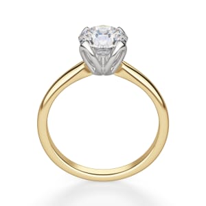 Tulip Set Round Cut Solitaire Engagement Ring, Hover, 14K Yellow Gold, 