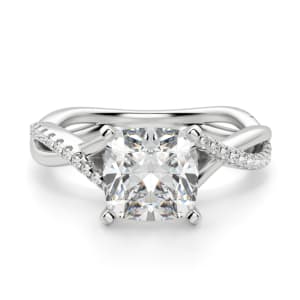 Twisted Accented Cushion Cut Engagement Ring, Default, 14K White Gold, Platinum,