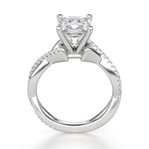 Twisted Accented Cushion Cut Engagement Ring, Hover,  14K White Gold, Platinum,