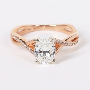 Twisted Accented Engagement Ring With 1.46 Oval Center, Ring Size 7.5, 14K Rose Gold, Default,