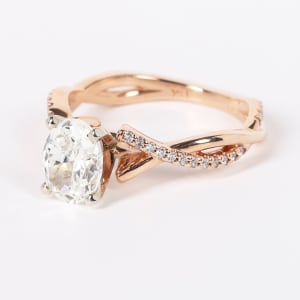Twisted Accented Engagement Ring With 1.46 Oval Center, Ring Size 7.5, 14K Rose Gold, Hover,