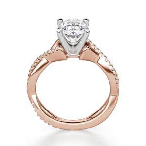 Twisted Accented Oval Cut Engagement Ring, Hover, 14K Rose Gold, 