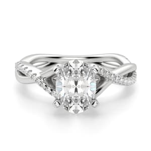 Twisted Accented Oval Cut Engagement Ring, Default, 14K White Gold, 