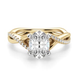 Twisted Accented Oval Cut Engagement Ring, Default, 14K Yellow Gold, 