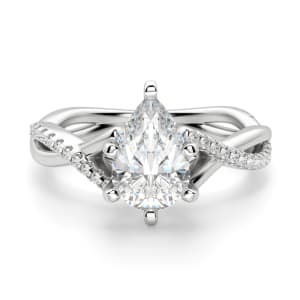 Twisted Accented Pear Cut Engagement Ring, Default, 14K White Gold, Platinum,