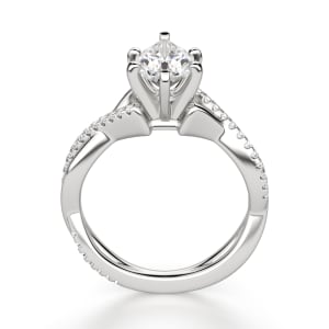 Twisted Accented Pear Cut Engagement Ring, Hover, 14K White Gold, Platinum,