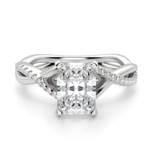 Twisted Accented Radiant Cut Engagement Ring, Default, 14K White Gold, Platinum,