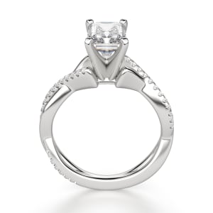 Twisted Accented Radiant Cut Engagement Ring, Hover, 14K White Gold, Platinum,